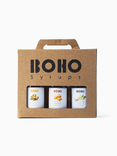 [TCS Gift box 3 x 25] BOHO Syrups Antwerp | GIFT set | 3 x 25 cl | Ginger & Lemon + Bloodorange & Rosemary + Raspberry & Black tea